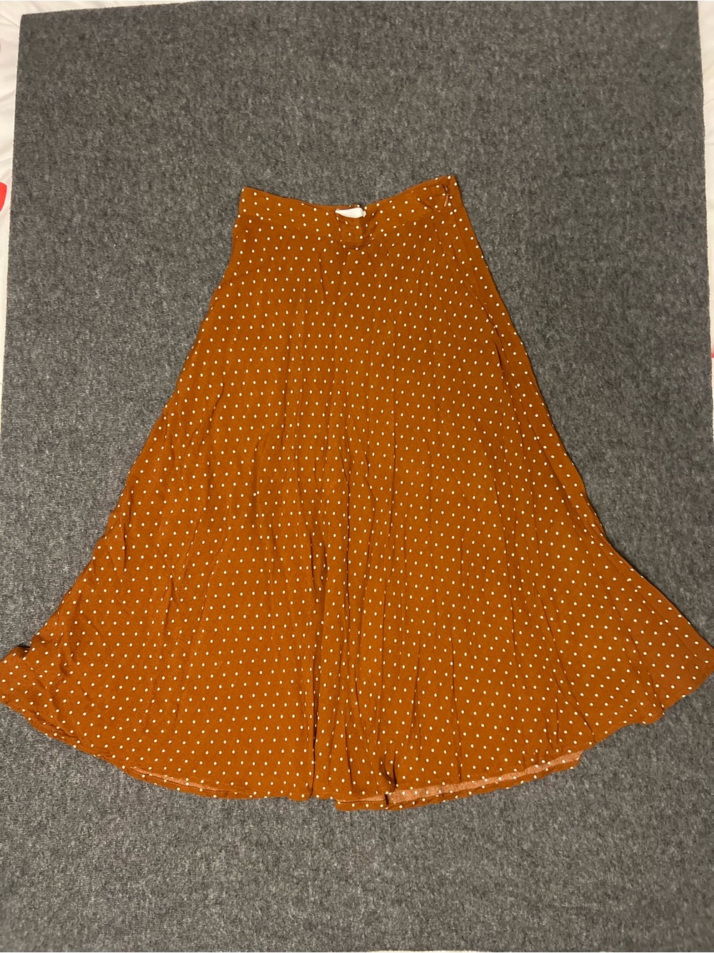 H&M Rust Brown Polka Dot Midi Skirt Size 2